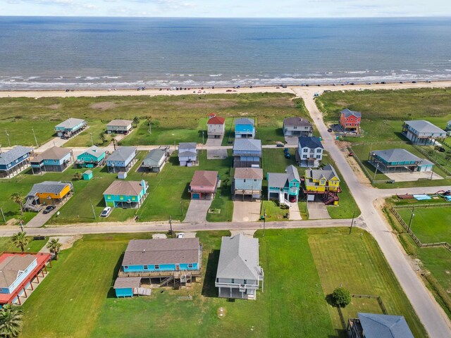 109 Ocean View Dr, Crystal Beach, TX 77650 - aerial view featuring a beach view, a residential view, and a water view