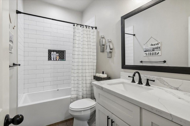 14770 Bond Rd, Beaumont, TX 77713 - full bathroom featuring vanity, toilet, and shower / bath combo with shower curtain