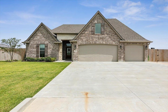 view of front of property featuring a front lawn