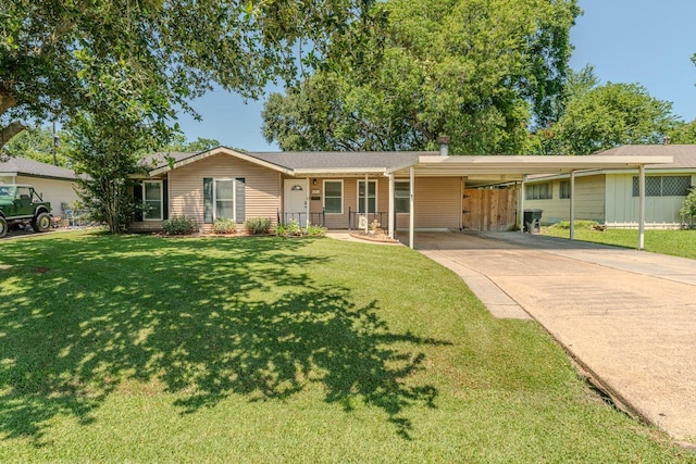 2418 Saba Ln, Port Neches, TX 77651 - single story home featuring a front lawn, concrete driveway, and a carport