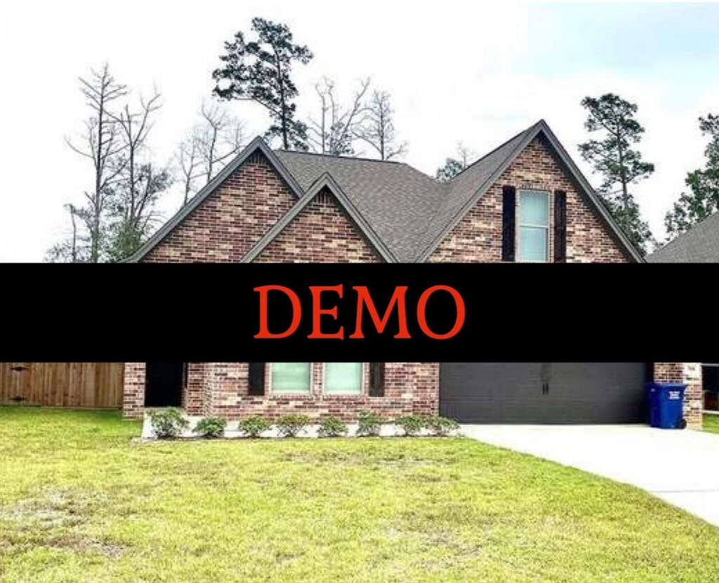 301 Long Leaf St, Silsbee, TX 77656 - view of front of property featuring concrete driveway, fence, brick siding, a shingled roof, and a front yard