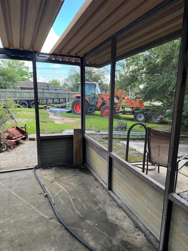 view of unfurnished sunroom