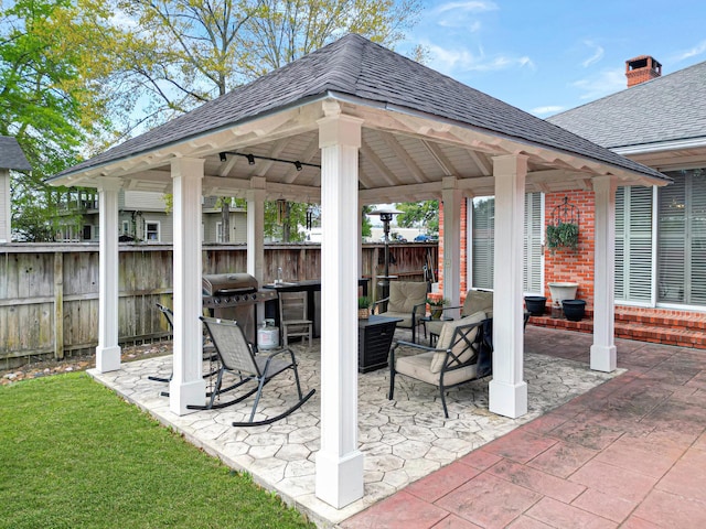 view of patio / terrace with a gazebo