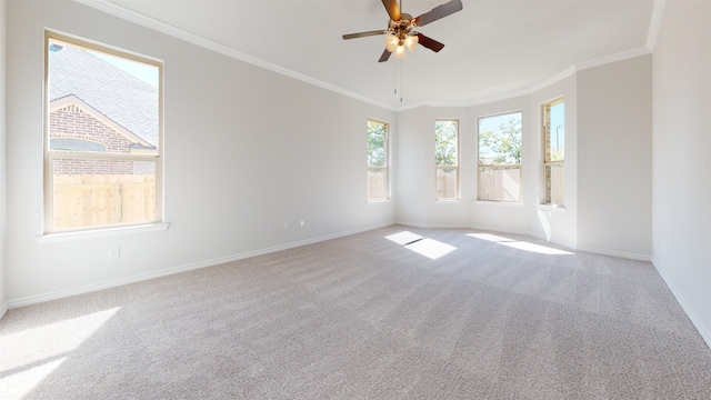 225 Sycamore Ct, Lumberton, TX 77657 - carpeted empty room featuring ceiling fan and ornamental molding