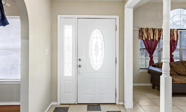 view of tiled foyer entrance