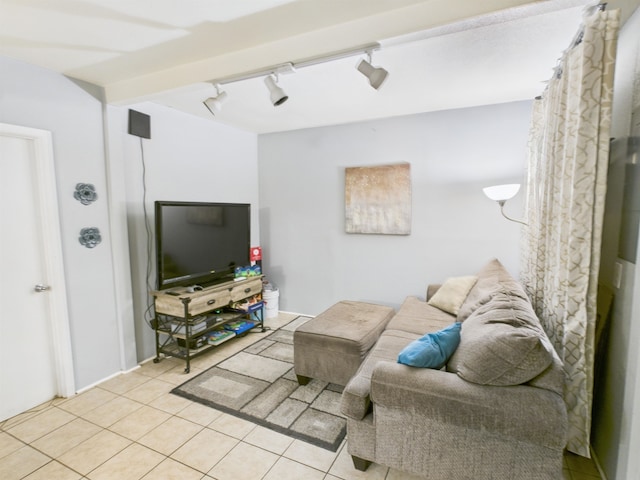 view of tiled living area