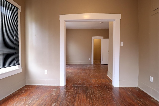 empty room with dark wood-type flooring