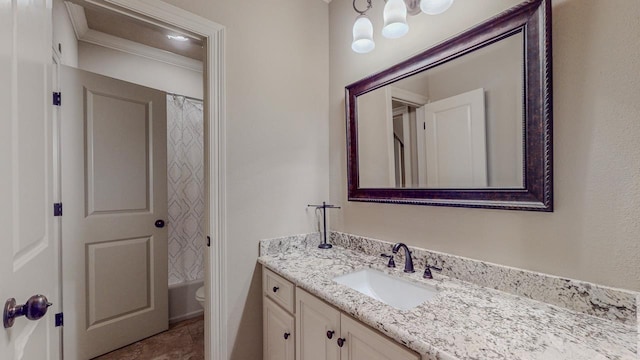 6570 Merrick Ln, Beaumont, TX 77706 - bathroom with vanity and shower / tub combo with curtain