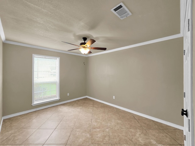 9570 Cumberland Dr, Beaumont, TX 77708 - spare room with ceiling fan, ornamental molding, and light tile patterned floors