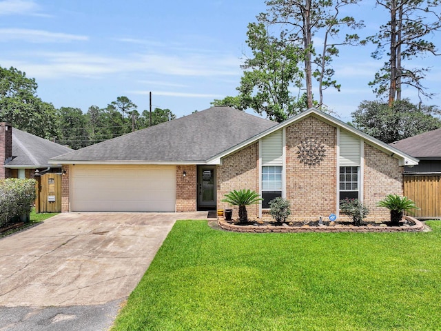 9570 Cumberland Dr, Beaumont, TX 77708 - mid-century modern home with brick siding, concrete driveway, a garage, and a shingled roof
