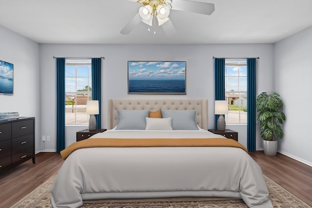 1003 Park Mdw, Beaumont, TX 77706 - bedroom with wood finished floors, a ceiling fan, and baseboards