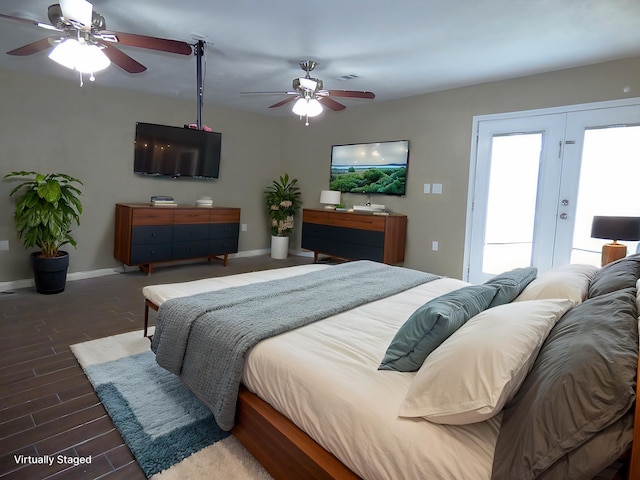 5335 Idylwood St, Beaumont, TX 77703 - bedroom featuring baseboards, a ceiling fan, and wood finished floors
