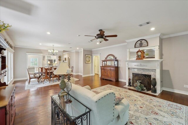 11 Regency Pl, Orange, TX 77630 - dining area with a chandelier, wood-type flooring, and ornamental molding