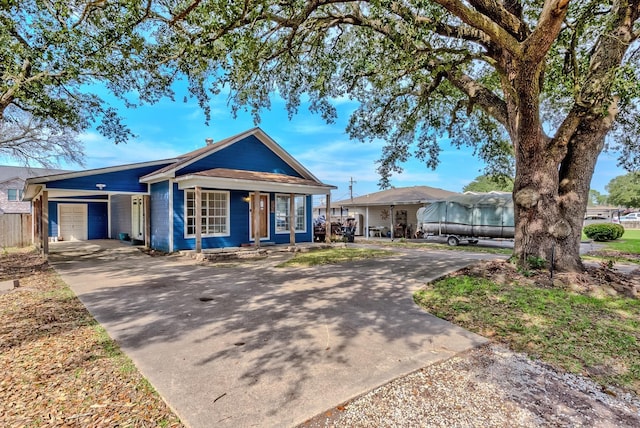 single story home with a garage