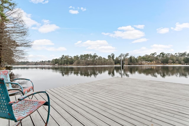 view of dock featuring a water view