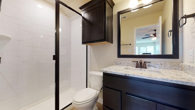175 Sycamore Ct, Lumberton, TX 77657 - full bathroom featuring vanity, a shower stall, and a ceiling fan