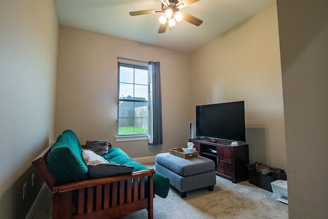 245 Balsam Bnd, Lumberton, TX 77657 - living room featuring a ceiling fan and carpet flooring