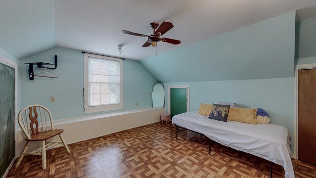 2635 Gladys Ave, Beaumont, TX 77701 - bedroom featuring ceiling fan and vaulted ceiling