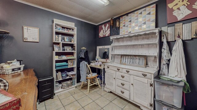 2635 Gladys Ave, Beaumont, TX 77701 - home office featuring light tile patterned floors and ornamental molding