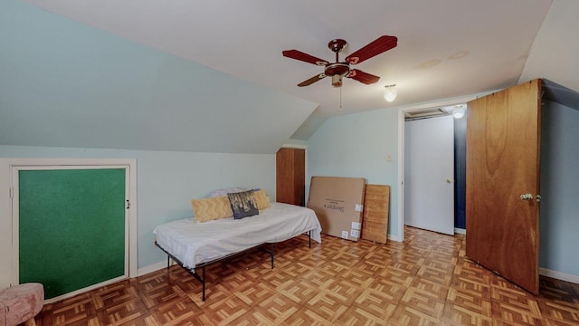 2635 Gladys Ave, Beaumont, TX 77701 - bedroom featuring baseboards, a ceiling fan, and vaulted ceiling