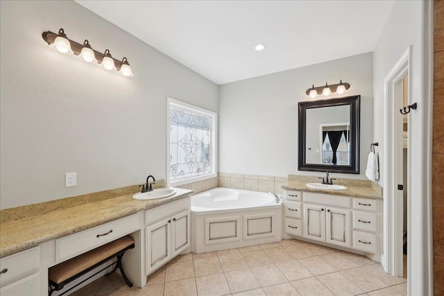 7820 N Windemere Dr, Beaumont, TX 77713 - full bath featuring tile patterned floors, vanity, and a garden tub