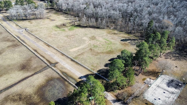 aerial view with a rural view