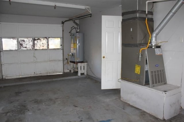 interior space with heating unit and water heater