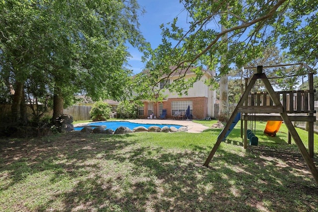 view of yard featuring a playground