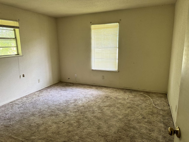 carpeted spare room featuring a textured ceiling