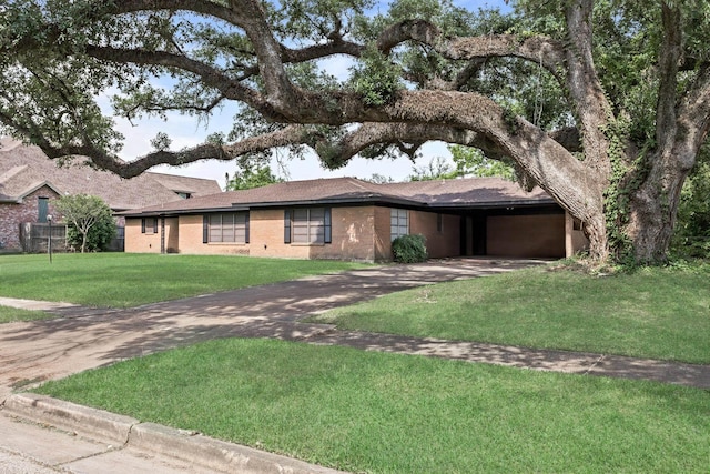 216 W Circuit Dr, Beaumont, TX 77706 - view of front facade featuring concrete driveway, a front yard, brick siding, and an attached garage