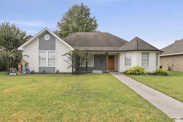 view of front of property with a front lawn