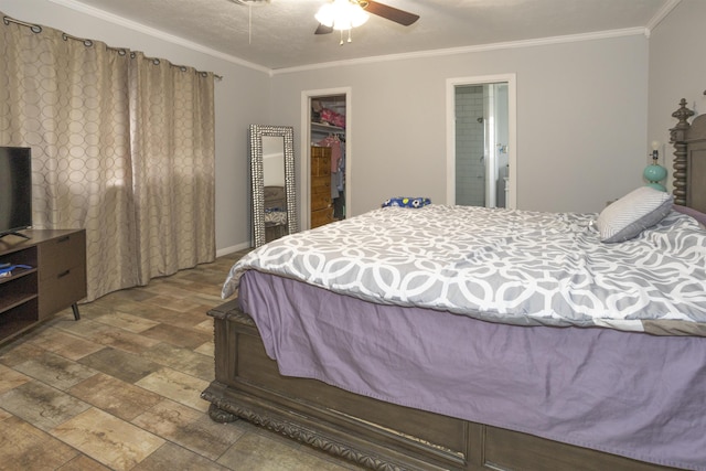 4715 Regina Ln, Beaumont, TX 77706 - bedroom with ornamental molding, wood-type flooring, a walk in closet, a closet, and ensuite bath