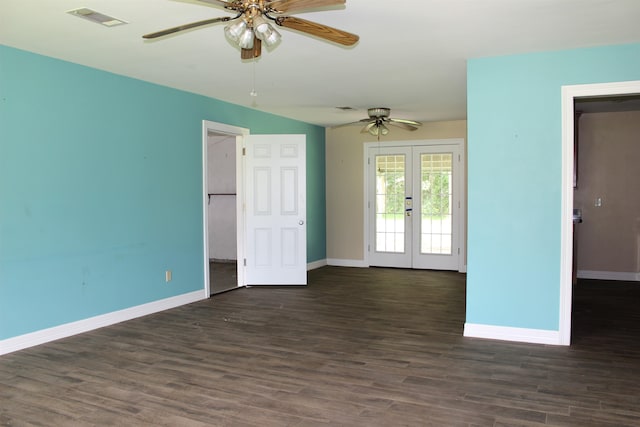 619 Carolyn St, Winnie, TX 77665 - spare room with ceiling fan, french doors, and wood finished floors