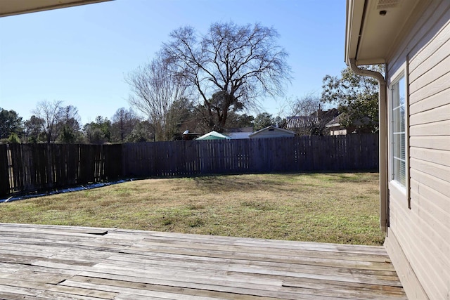 view of yard with a wooden deck