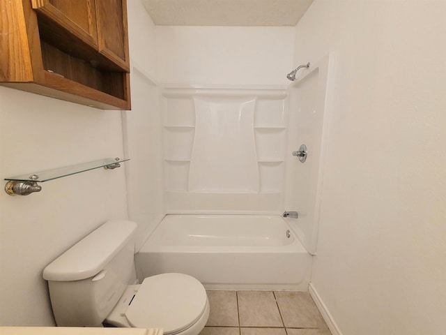 full bath featuring baseboards, tile patterned flooring, and toilet