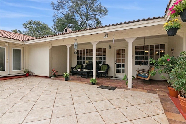 view of patio / terrace featuring french doors and an outdoor hangout area