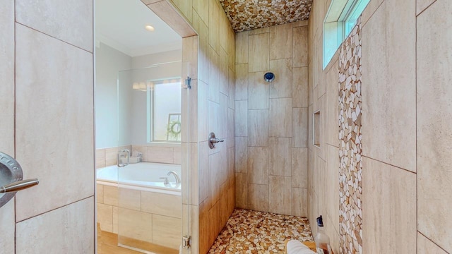 108 Colonial Estates Dr, Bridge City, TX 77611 - full bathroom featuring a bath and tiled shower