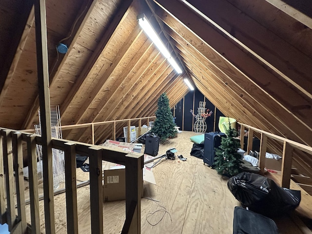 view of unfinished attic
