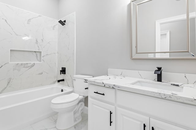 full bathroom with vanity, toilet, and shower / tub combination