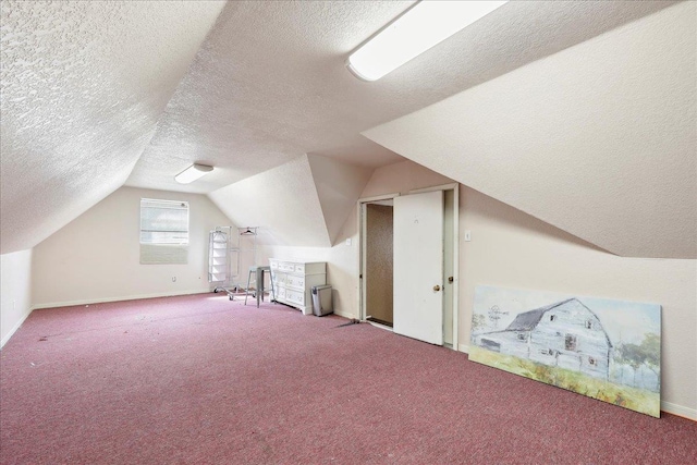 6006 Hazelwood Dr, Orange, TX 77632 - bonus room with lofted ceiling, carpet floors, and a textured ceiling
