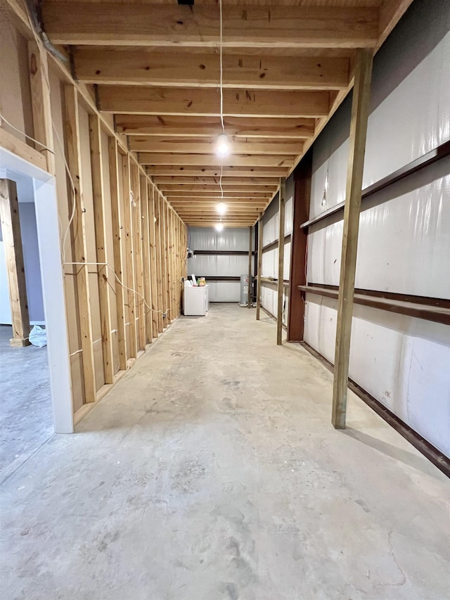 view of unfinished basement