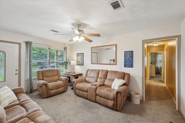 595 Blanton Pl, Beaumont, TX 77707 - carpeted living area with a ceiling fan