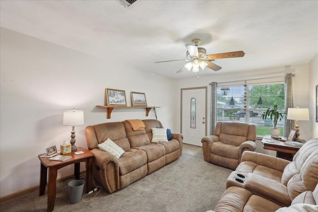 595 Blanton Pl, Beaumont, TX 77707 - carpeted living area with ceiling fan