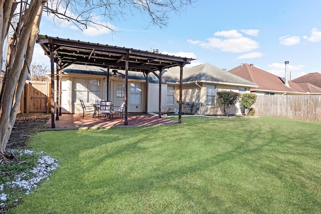 exterior space featuring a lawn and a patio