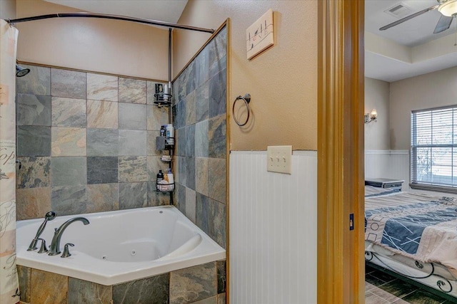 bathroom featuring ceiling fan