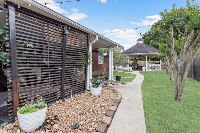 view of yard with a gazebo