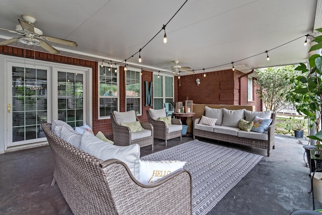 view of patio / terrace featuring an outdoor living space and ceiling fan