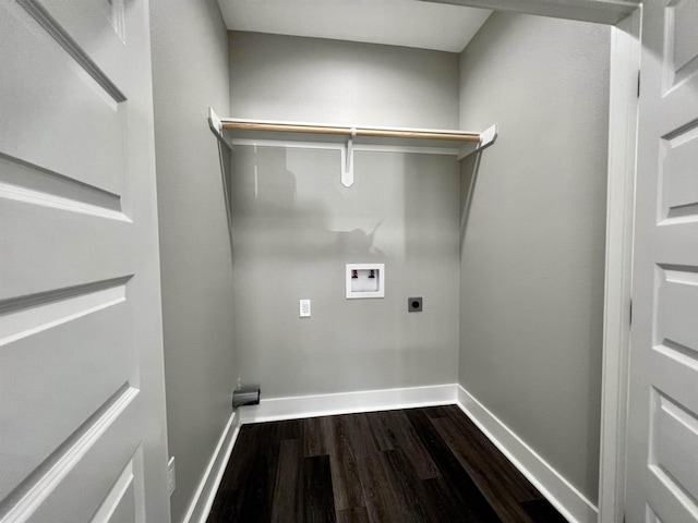 laundry area featuring dark hardwood / wood-style floors, hookup for an electric dryer, and hookup for a washing machine