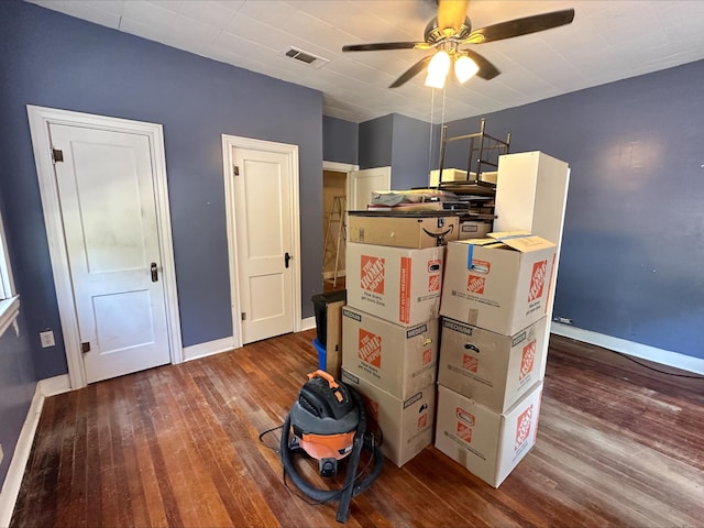 interior space featuring ceiling fan