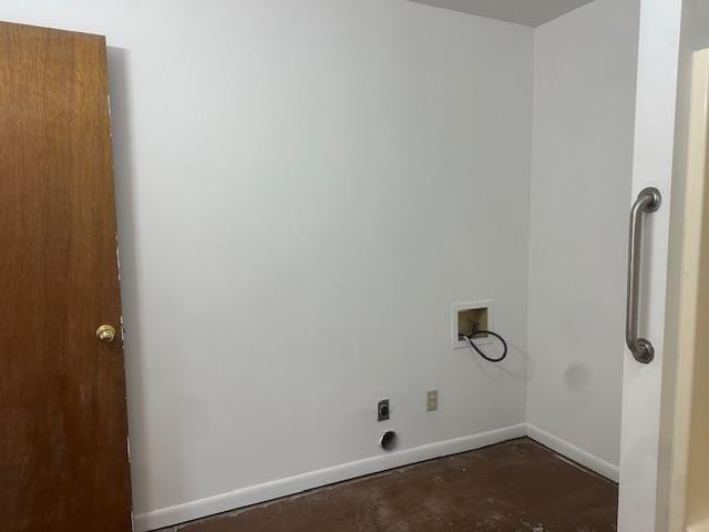 laundry room featuring baseboards, laundry area, hookup for an electric dryer, and washer hookup